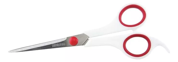 TIJERA DE PELUQUERÍA SINGER 7 COLOR BLANCO CON ROJO - 2