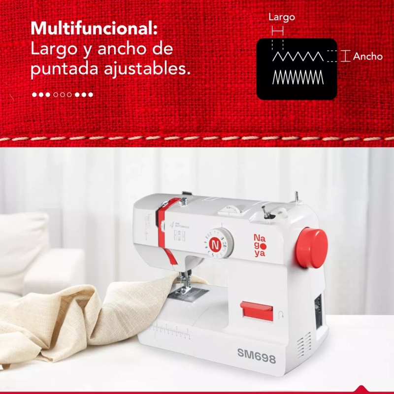 MÁQUINA DE COSER 12 PUNTADAS NAGOYA SM 698 COLOR BLANCO - 4