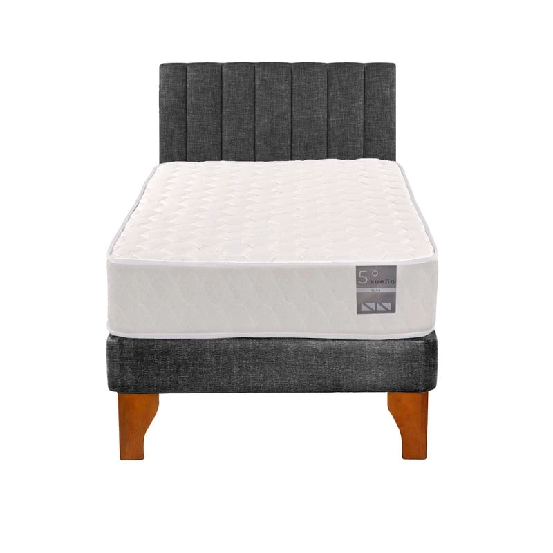 CAMA EUROPEA 1 PLAZA LUNA + RESPALDO TUBULAR MADERA GRIS - 1
