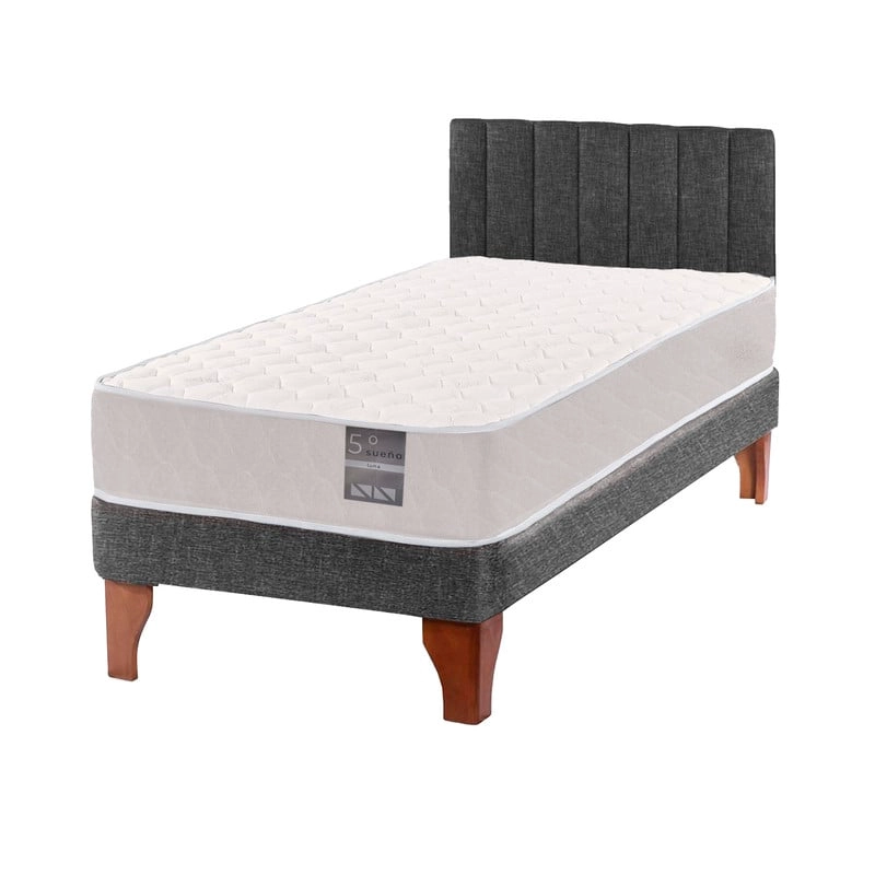 CAMA EUROPEA 1 PLAZA LUNA + RESPALDO TUBULAR MADERA GRIS - 2