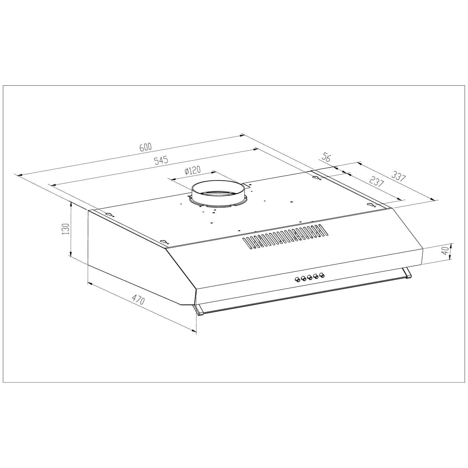 CAMPANA GRONER ANCHO 60 CM QHD1 EXTRACTORA INOX - 6