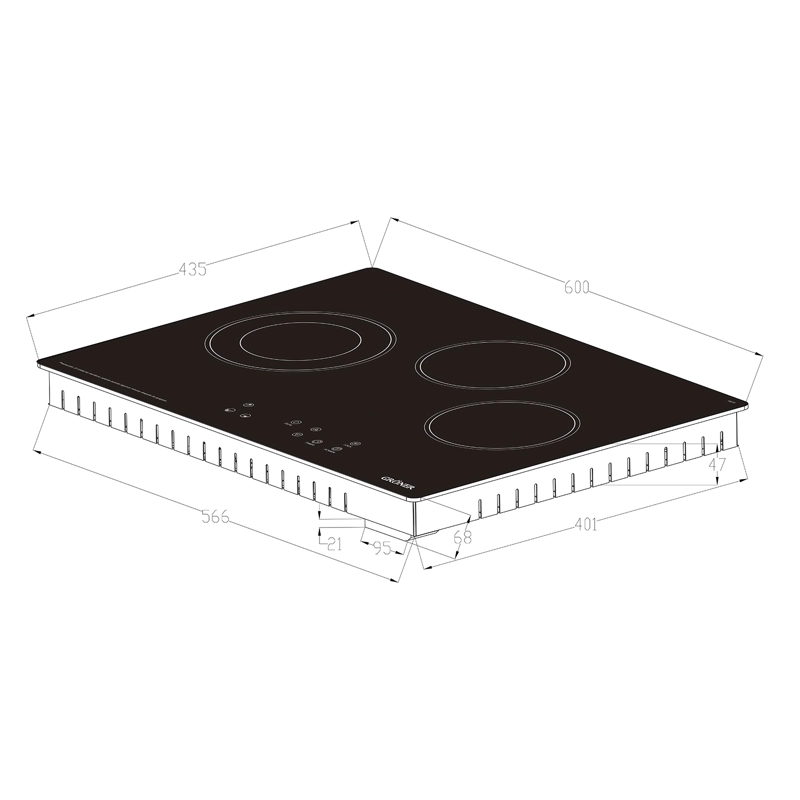 ENCIMERA VITROCERÁMICA ELÉCTRICA GRÖNER 3 PLATOS HE3TB TOUCH DUAL - 4