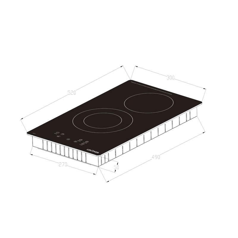 ENCIMERA VITROCERÁMICA ELÉCTRICA GRÖNER 2 PLATOS HE2TB TOUCH DUAL - 4