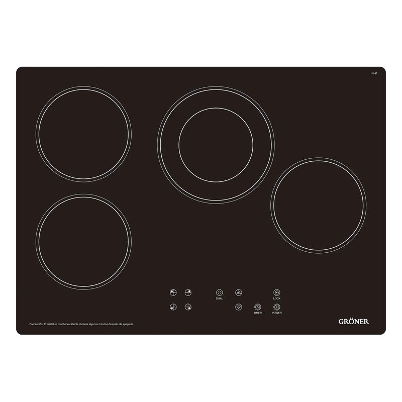 ENCIMERA VITROCERÁMICA ELÉCTRICA GRÖNER 4 PLATOS HE4TB TOUCH DUAL - 3