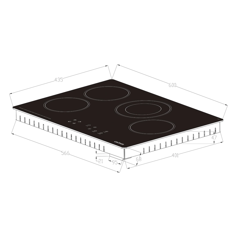 ENCIMERA VITROCERÁMICA ELÉCTRICA GRÖNER 4 PLATOS HE4TB TOUCH DUAL - 4