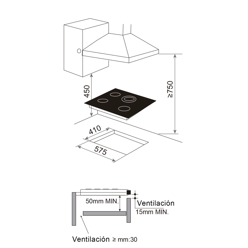 ENCIMERA VITROCERÁMICA ELÉCTRICA GRÖNER 4 PLATOS HE4TB TOUCH DUAL - 6