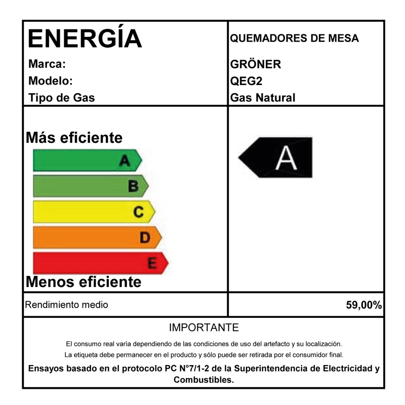 ENCIMERA A GAS GRÖNER 2 PLATOS QEG2 INOXIDABLE - 5