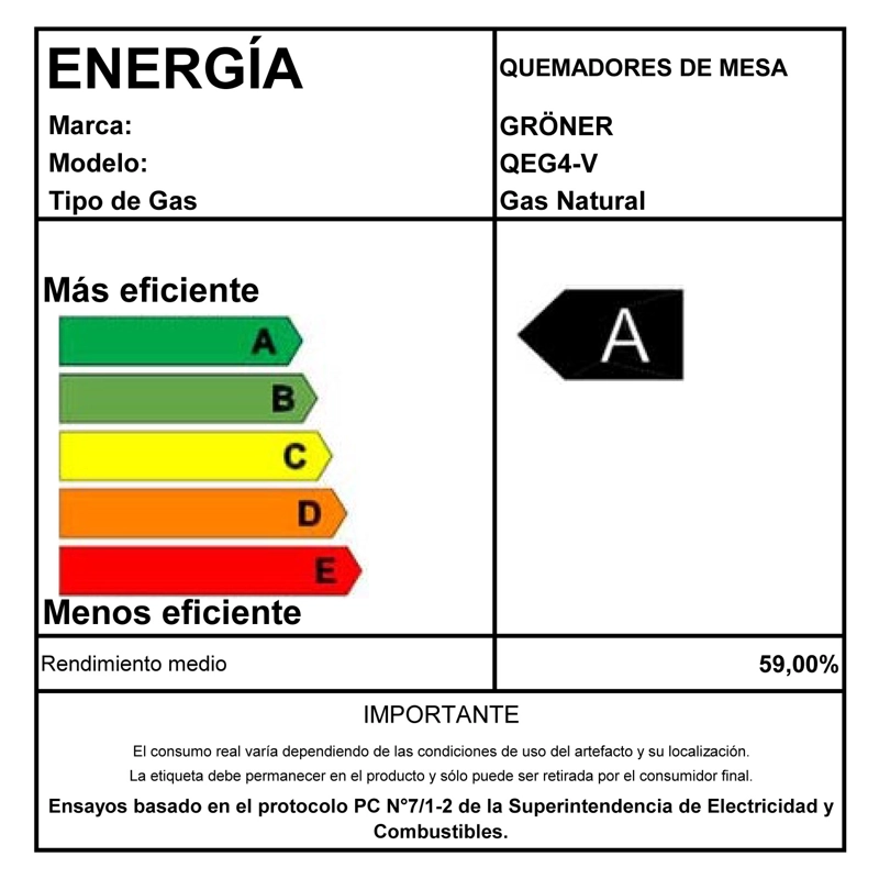 ENCIMERA A GAS GRÖNER 4 PLATOS QEG4V VITRO - 7