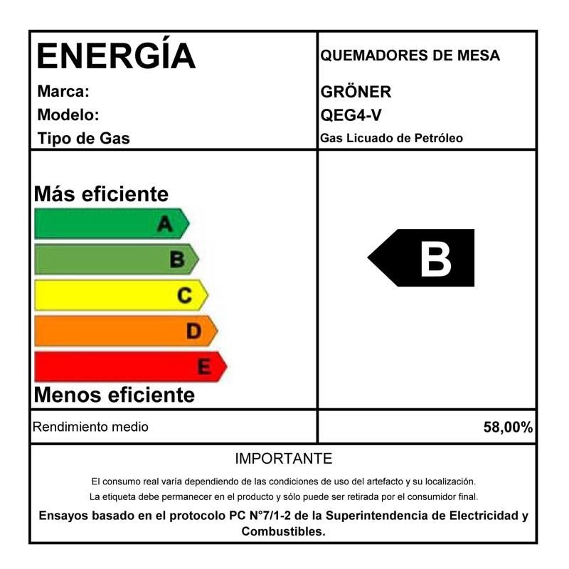ENCIMERA A GAS GRÖNER 4 PLATOS QEG4V VITRO - 8