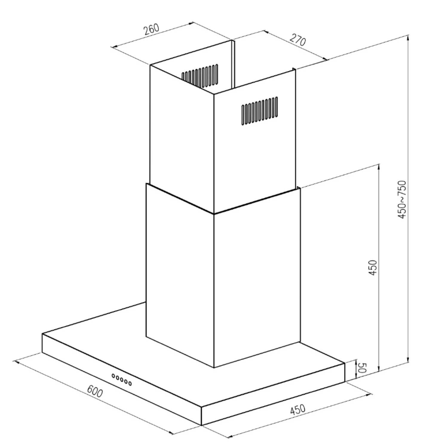 CAMPANA GRONER ANCHO 60 CM QCH60I DECORATIVA INOX - 4