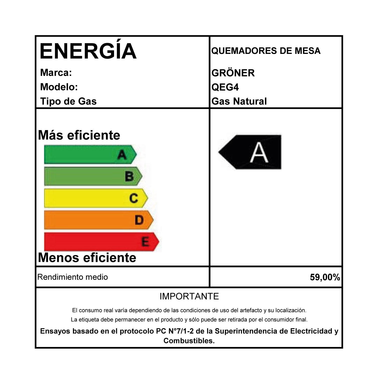ENCIMERA A GAS GRÖNER 4 PLATOS QEG4 INOXIDABLE - 5