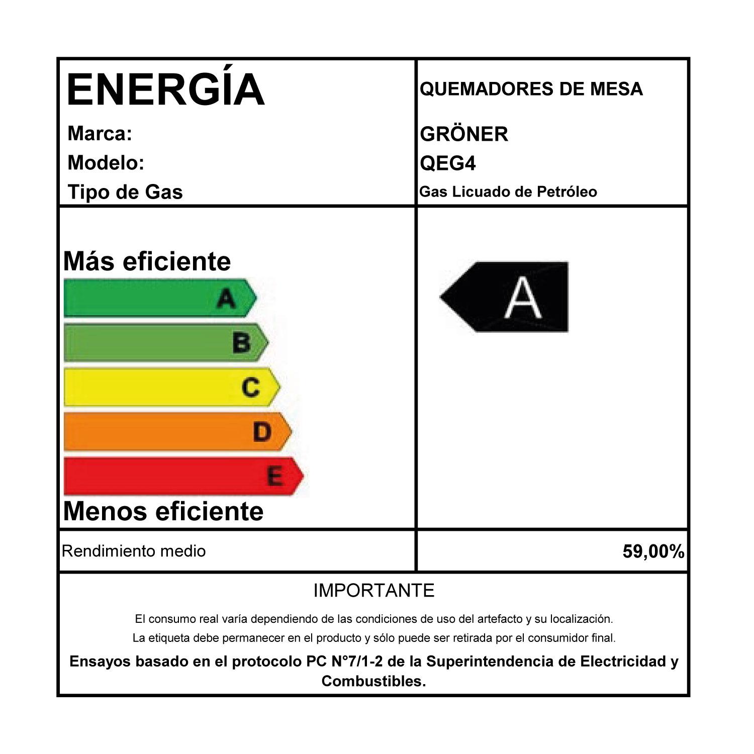 ENCIMERA A GAS GRÖNER 4 PLATOS QEG4 INOXIDABLE - 6