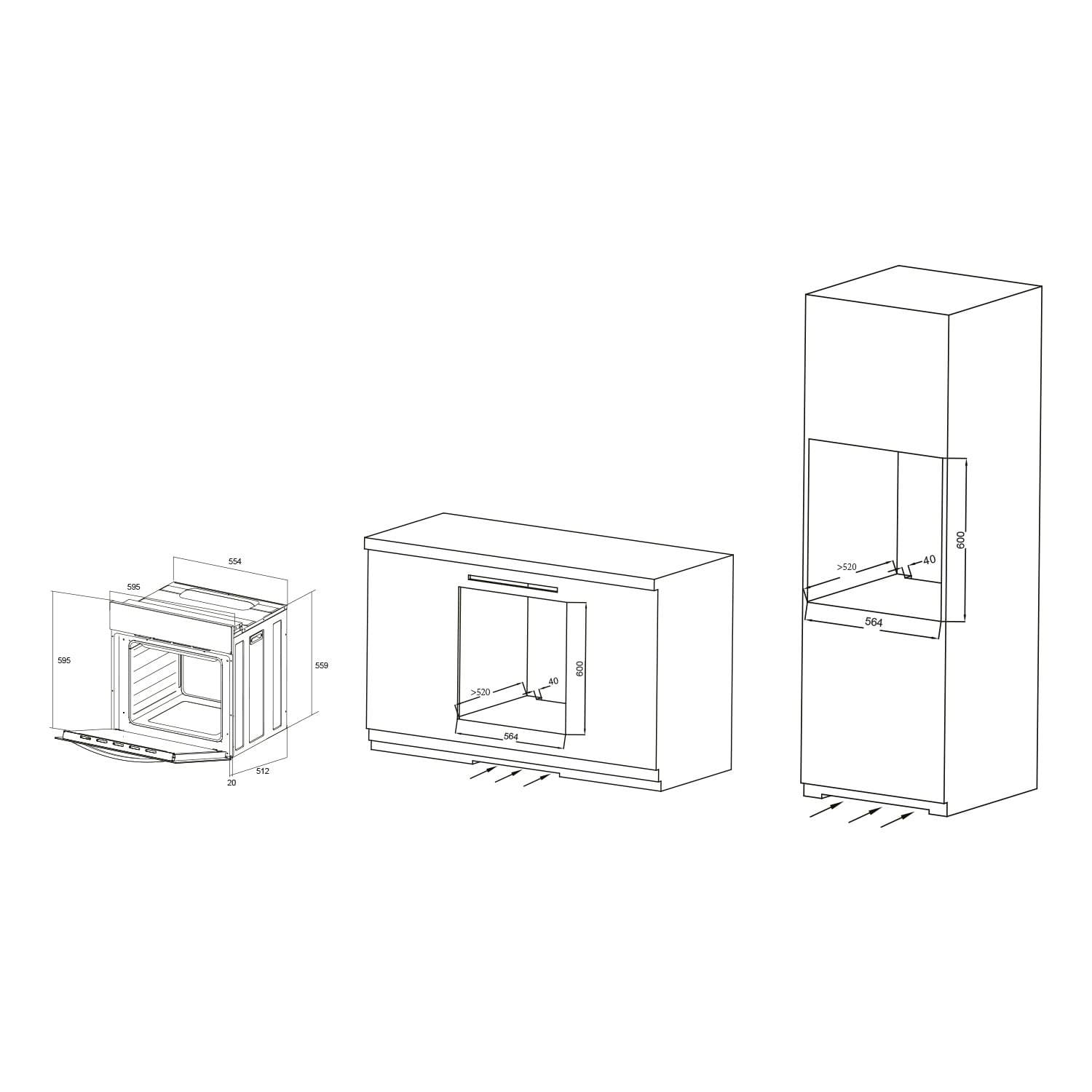 HORNO ELÉCTRICO GRONER EMPOTRABLE 59L QH59DSST INOX TOUCH TRIPLE VIDRIO 10F - 4