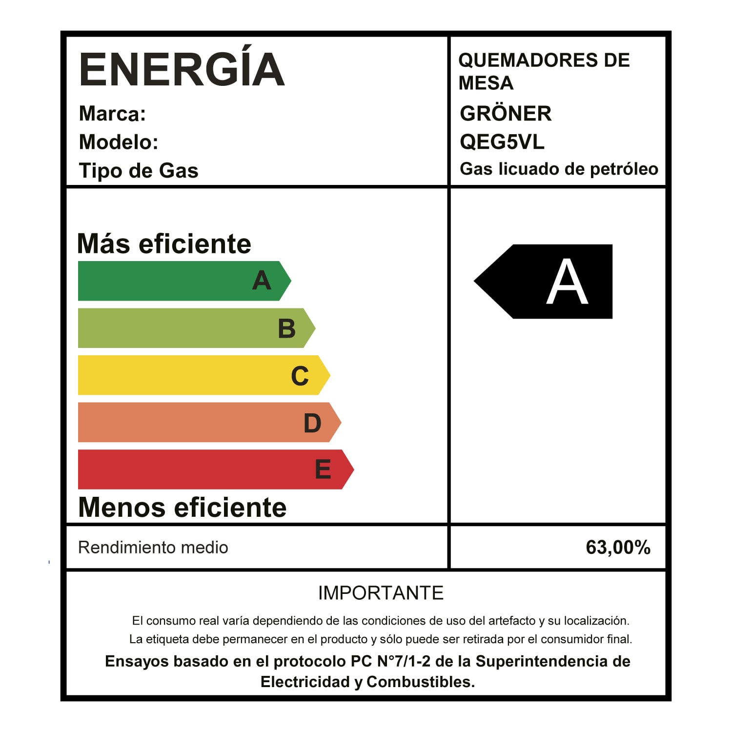ENCIMERA A GAS GRÖNER 5 PLATOS QEG5VL VITRO - 3