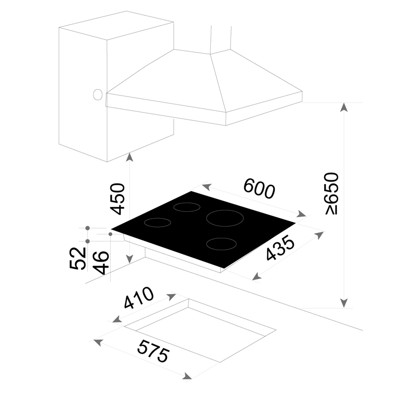 ENCIMERA VITROCERAMICA GRÖNER TOUCH BLACK 4Q - 6