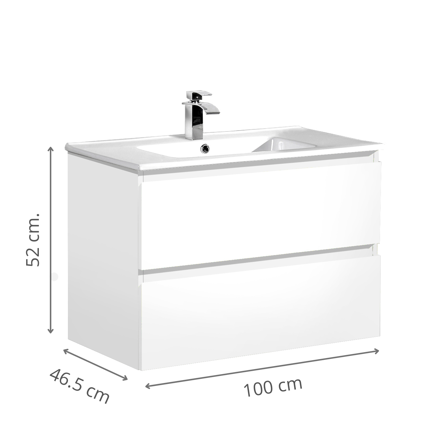 MUEBLE VANITORIO BÄRA OSLO 60CM BLANCO BRILLANTE - 3