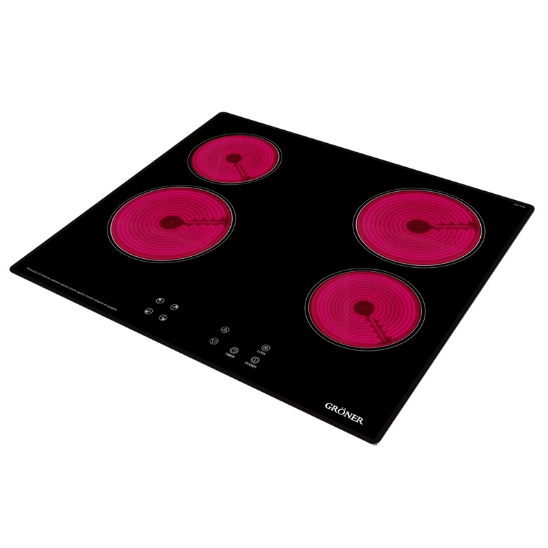 ENCIMERA VITROCERÁMICA ELÉCTRICA GRÖNER 4 PLATOS QEV4TB TOUCH BLACK - 3