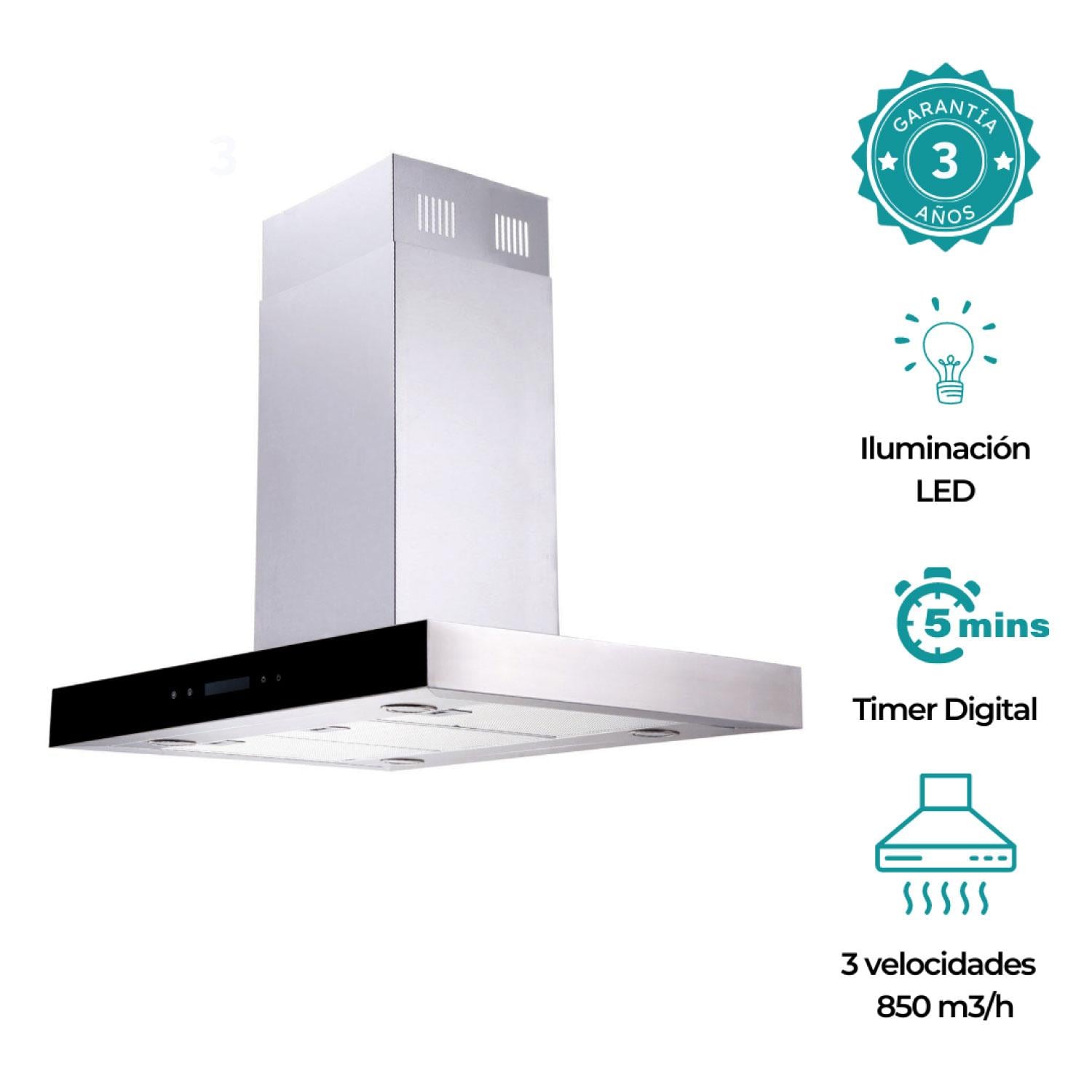 KIT FREIDORA DE AIRE DIGITAL 7L + CAMPANA ISLA GRÖNER TOUCH 90 CM - 7