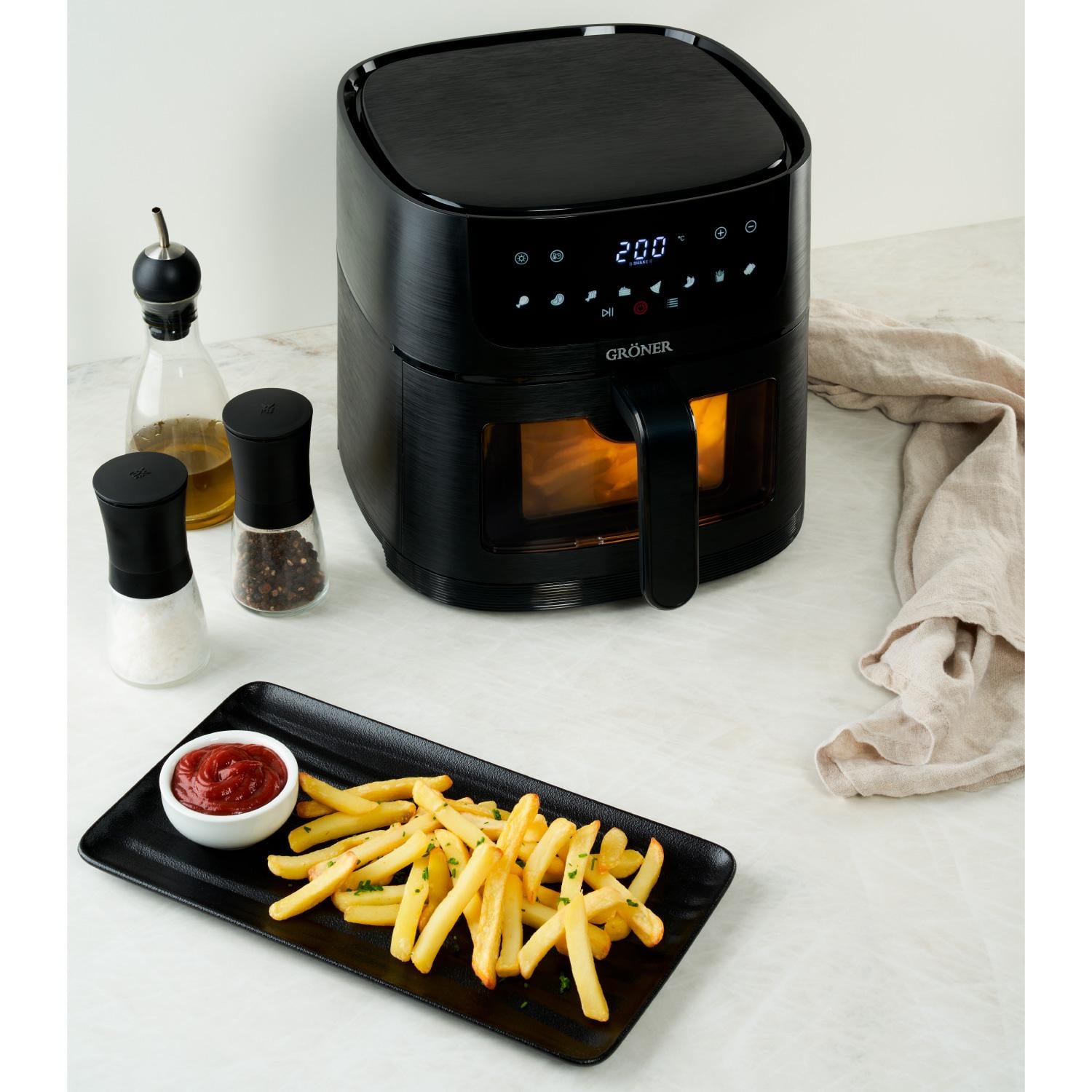 KIT FREIDORA DE AIRE DIGITAL 6L + CAMPANA EXTRACTORA GRÖNER BLACK 60 CM - 4