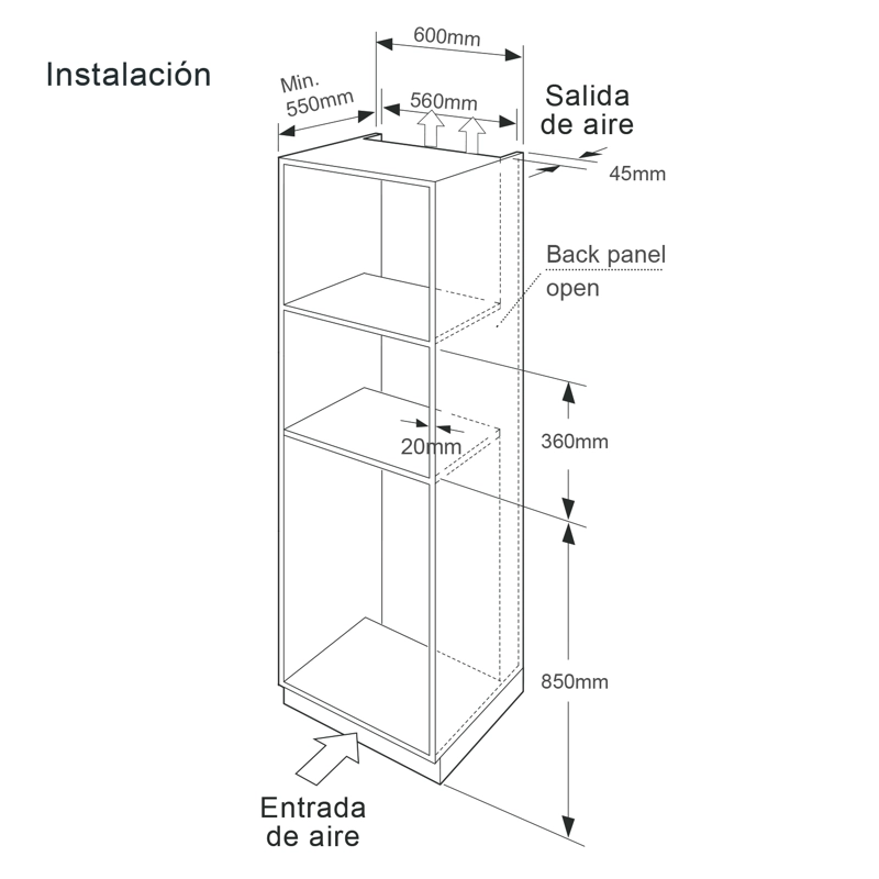HORNO MICROONDAS EMPOTRABLE ACERO INOXIDABLE 25L - 7