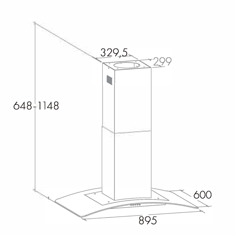 CAMPANA ISLA GRÖNER INOX GLASS T90 - 6