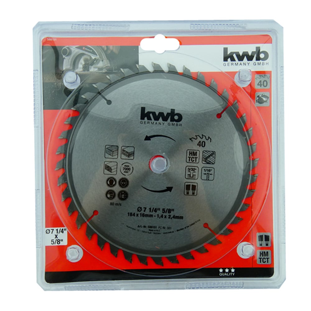 DISCO SIERRA CIRCULAR 7 1/4 PULGADAS 40 DIENTES KWB 586151 - 1
