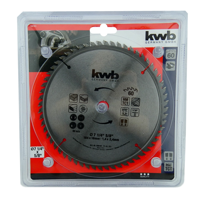 DISCO SIERRA CIRCULAR 7 1/4 PULGADAS 60 DIENTES KWB 586161 - 1
