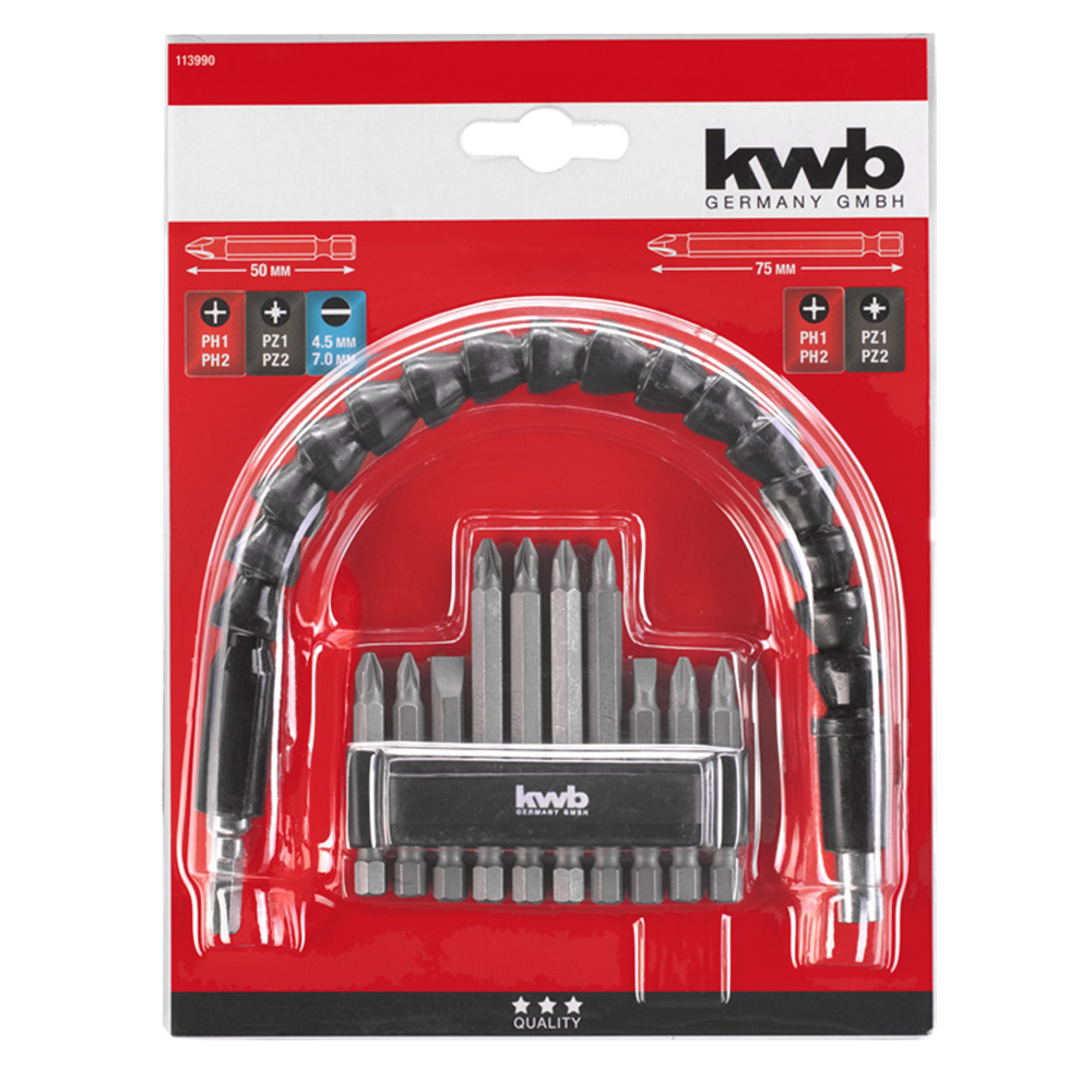 JUEGO DE EXTENSION FLEXIBLE PARA TALADRO DESTORNILLADOR KWB 113990 - 1
