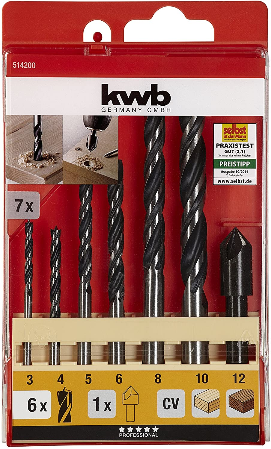 KIT SET JUEGO BROCAS PARA MADERA 7 PIEZAS KWB 514200 - 1