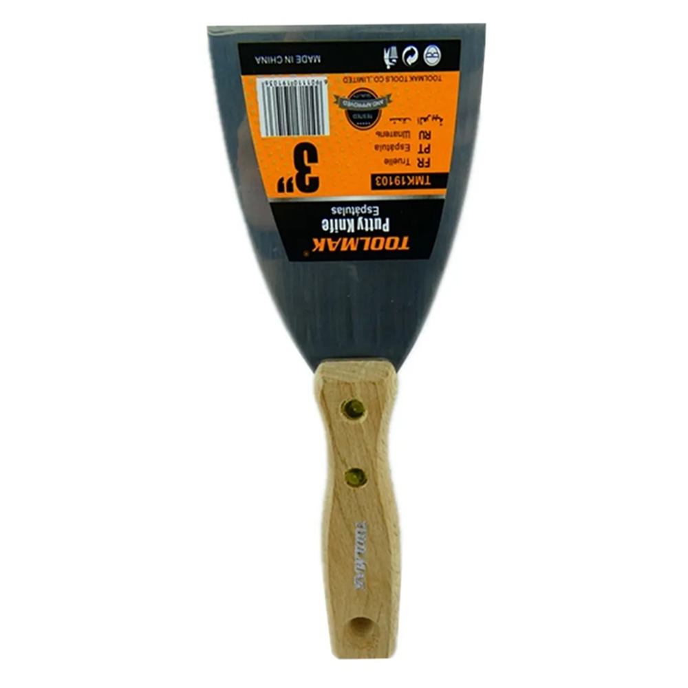ESPATULA RECTA MANGO DE MADERA 3 PULGADAS TOOLMAK TMK19103 - 1