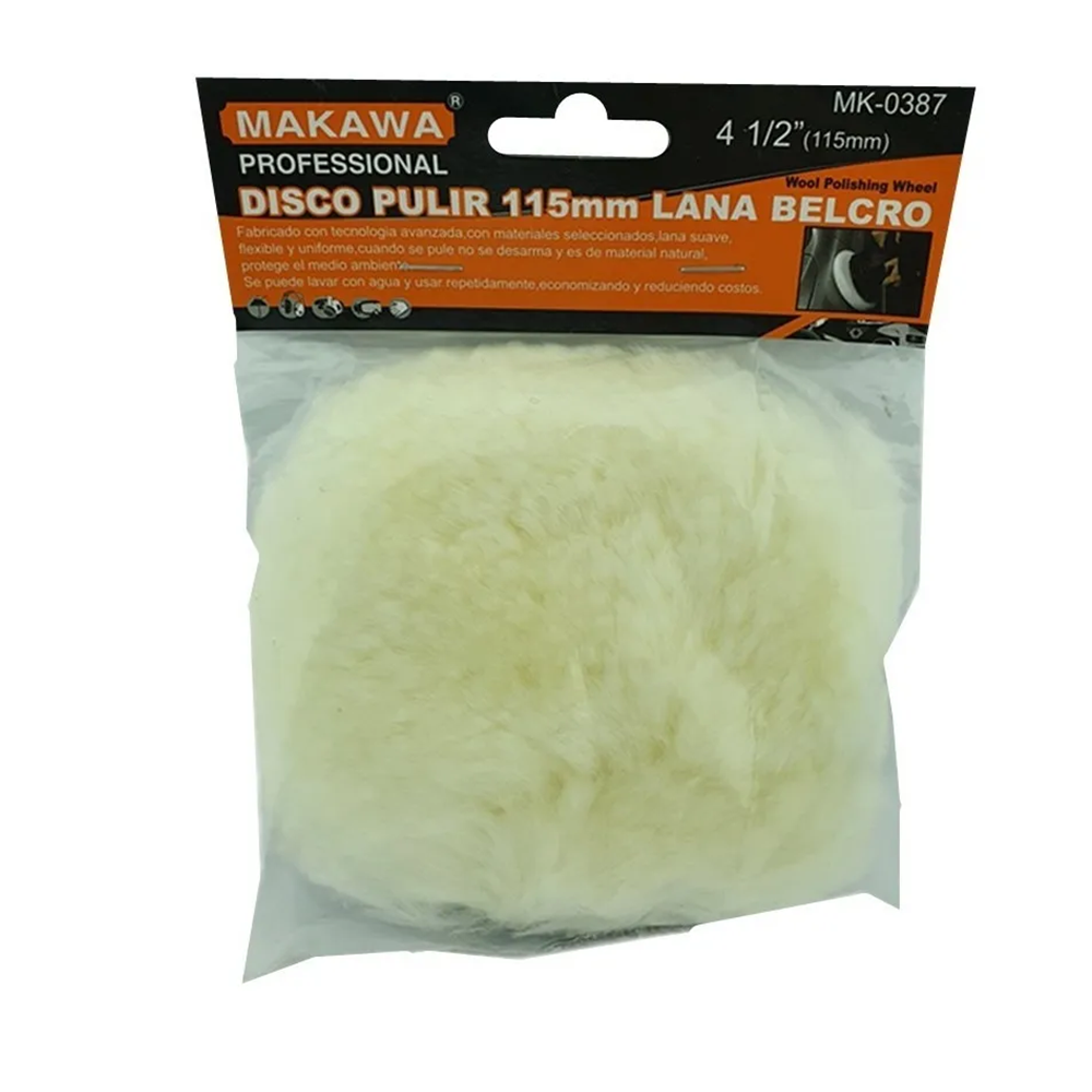 DISCO PARA PULIR 115MM 4 1/2 PULG LANA VELCRO MAKAWA MK0387 - 1