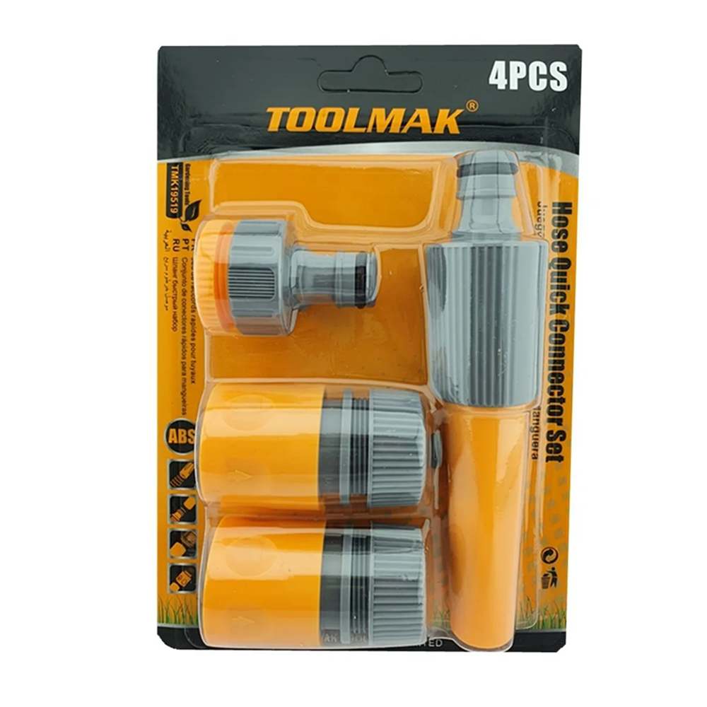 KIT SET JGO CONECTOR RÁPIDO MANGUERA DE JARDÍN 4 PIEZAS TOOLMAK TMK19519 - 1