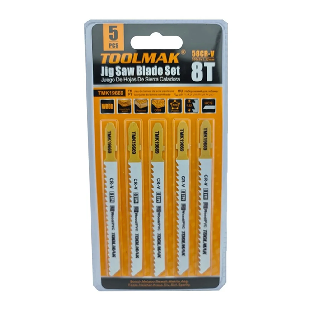 SET JUEGO DE HOJAS TOOLMAK TMK19669 PARA SIERRA CALADORA 5 PIEZAS 8T - 1