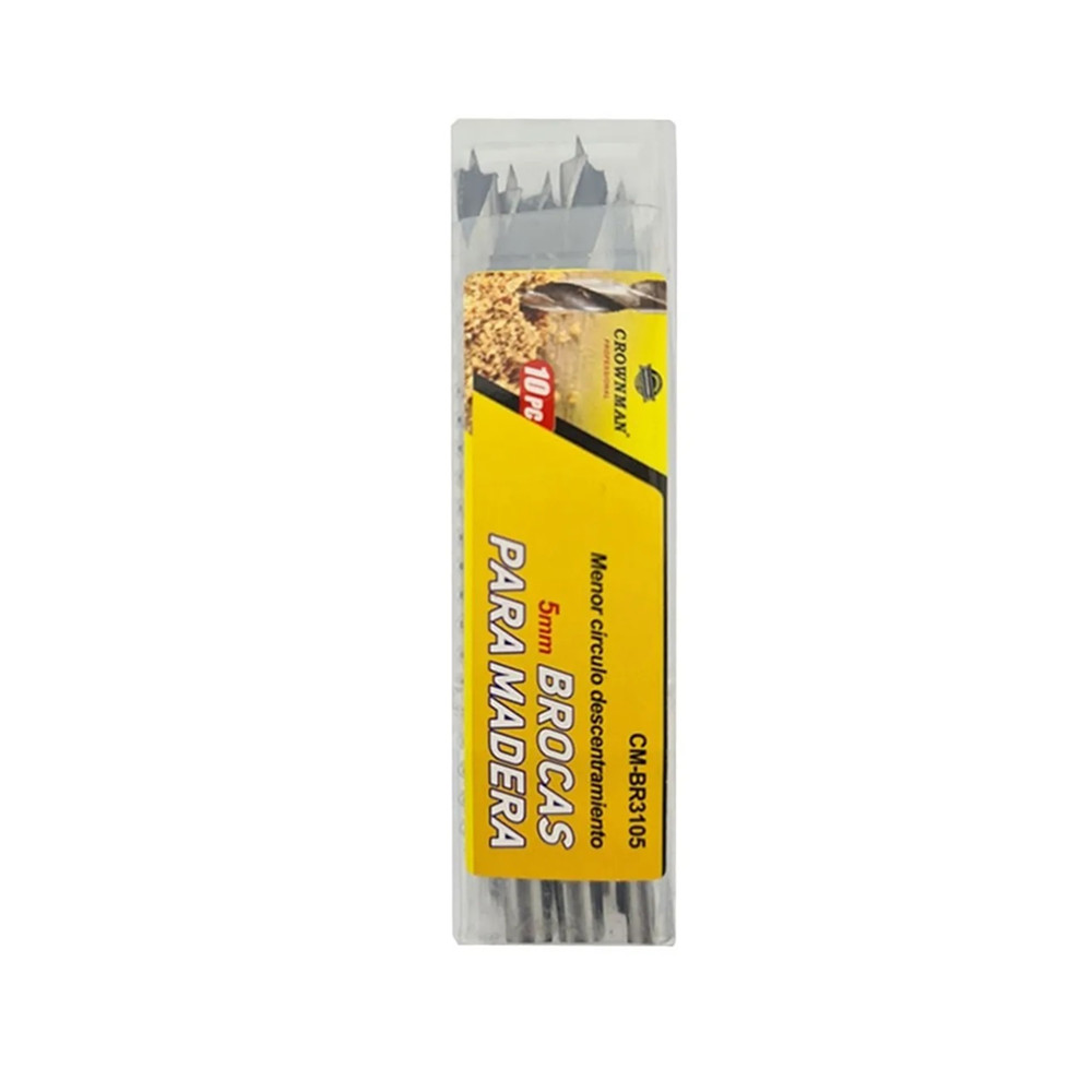 KIT CROWNMAN CMBR3105 SET JUEGO BROCAS PARA MADERA 5 MM 10 PIEZAS - 1