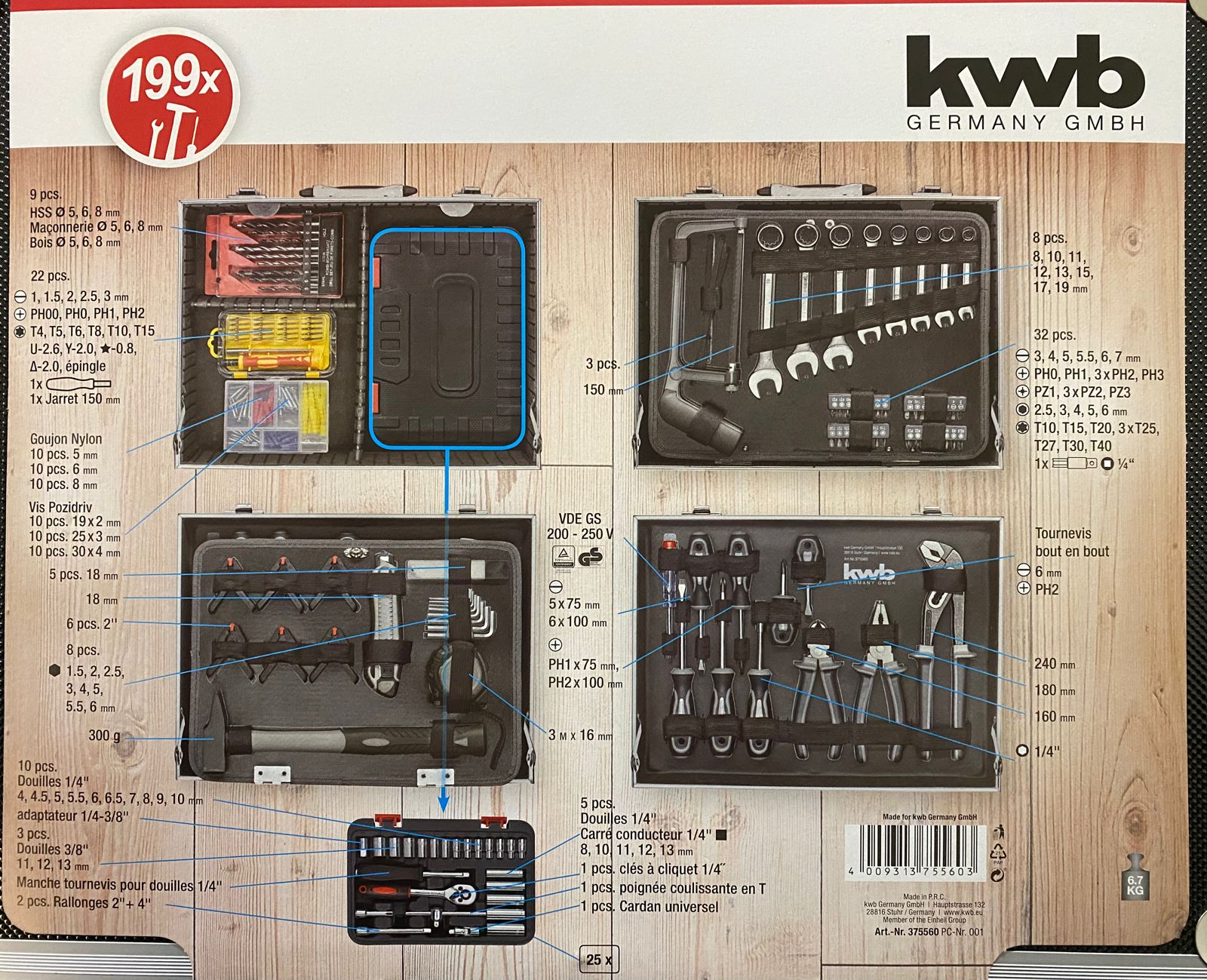 SET JUEGO DE BROCAS DADOS HERRAMIENTAS 199 PCS KWB 375560 - 4
