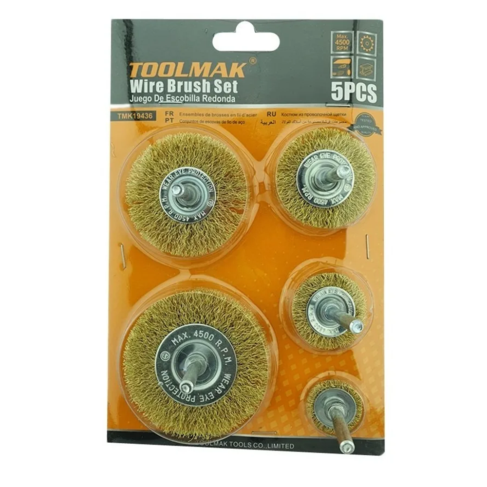 SET JUEGO DE ESCOBILLAS TOOLMAK TMK19436 REDONDAS 5 PIEZAS - 1