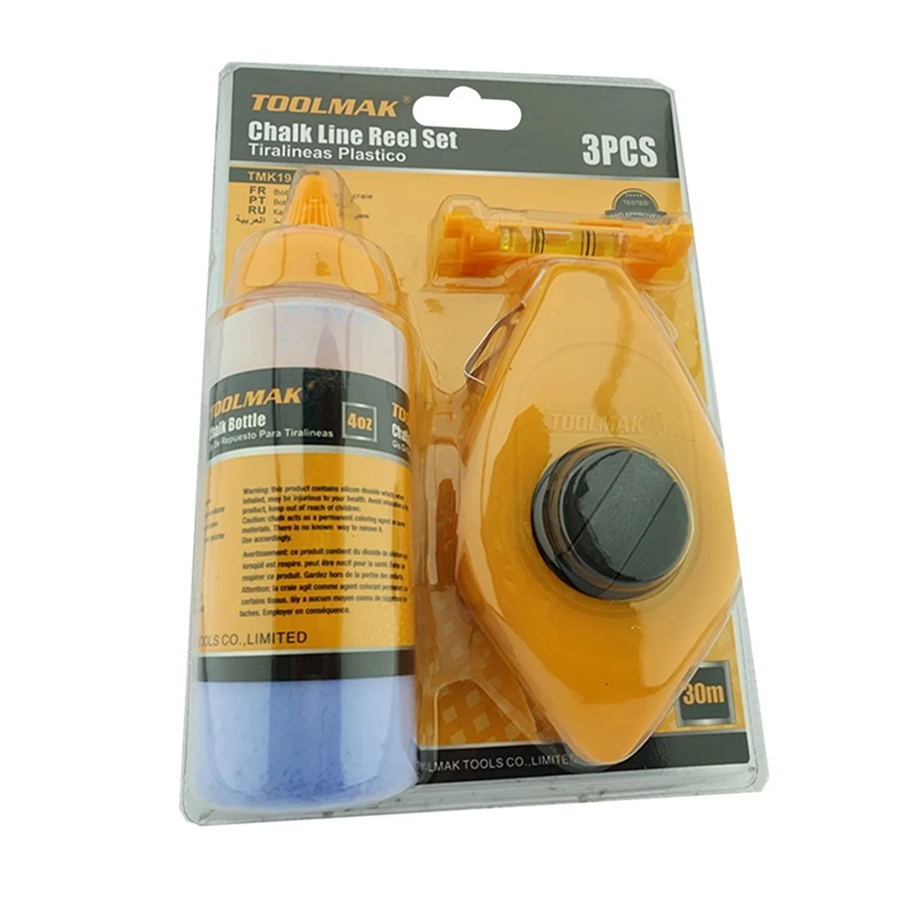 SET HERRAMIENTAS TOOLMAK TIZALINEAS TMK19426 3 PIEZAS 4 OZ NIVEL TIRALINEAS TMK - 1