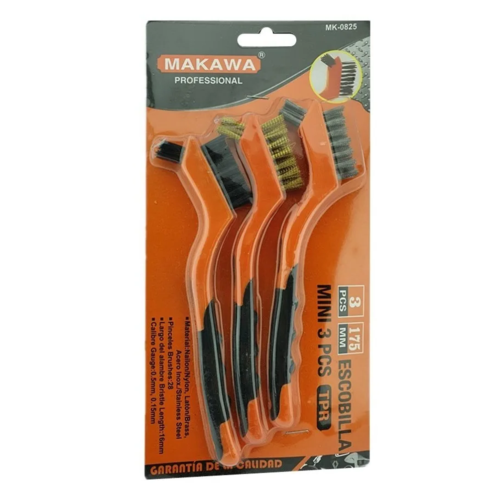 SET HERRAMIENTAS MAKAWA MINI ESCOBILLAS MK0825 3 PIEZAS 175 MM - 2