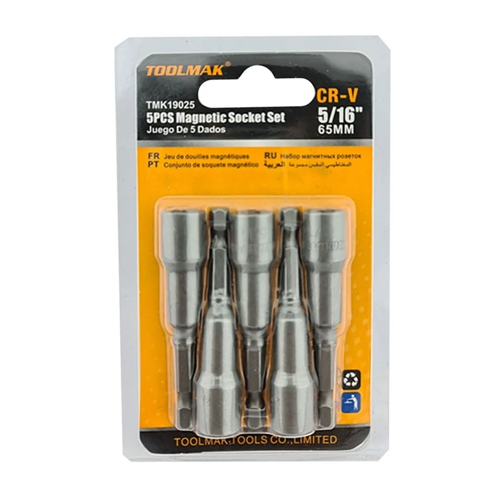 JUEGO DE ADAPTADORES TOOLMAK TMK19025 42491 PUNTA MAGNETICA 5 PIEZAS - 1