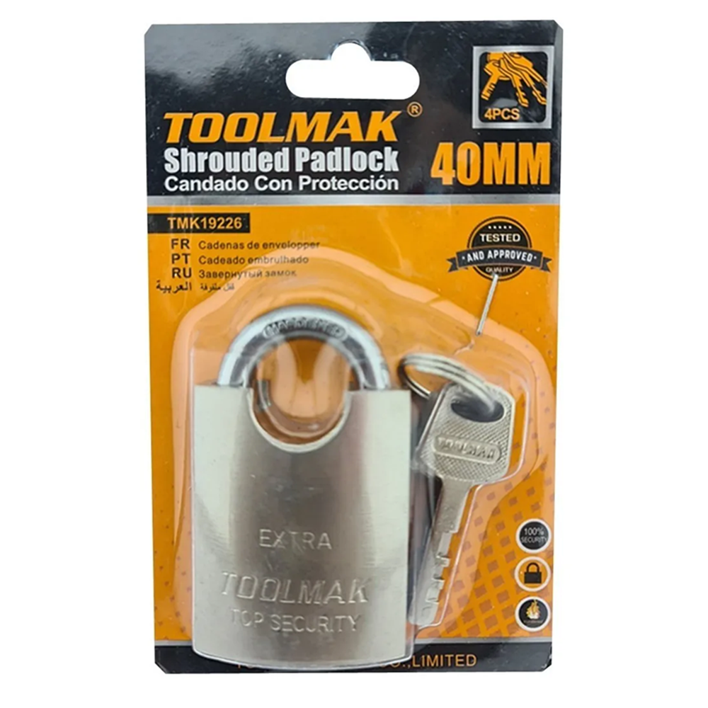 CANDADO DE SEGURIDAD CON PROTECCION ACERO 40MM TOOLMAK TMK19226 - 2
