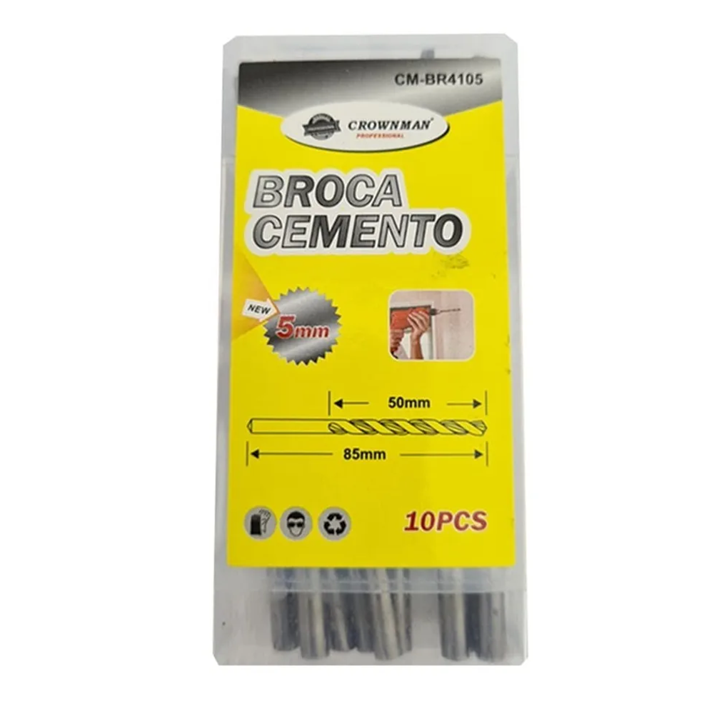 KIT SET JUEGO BROCAS PARA CONCRETO 5MM 10 PIEZAS CROWNMAN CMBR4105 - 1