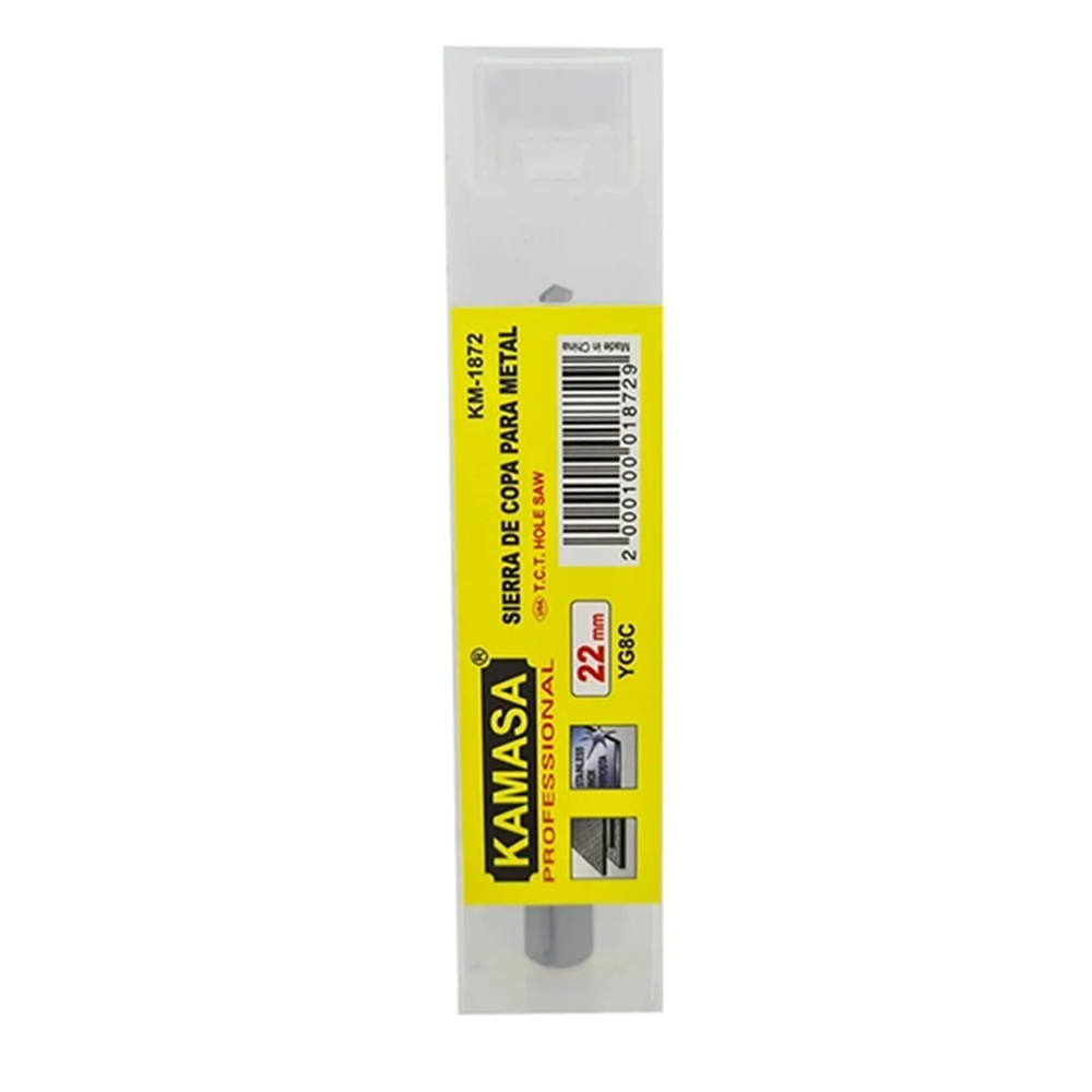 BROCA COPA TCT PUNTA DE CARBURO PARA METAL 22MM KAMASA KM1872 - 2