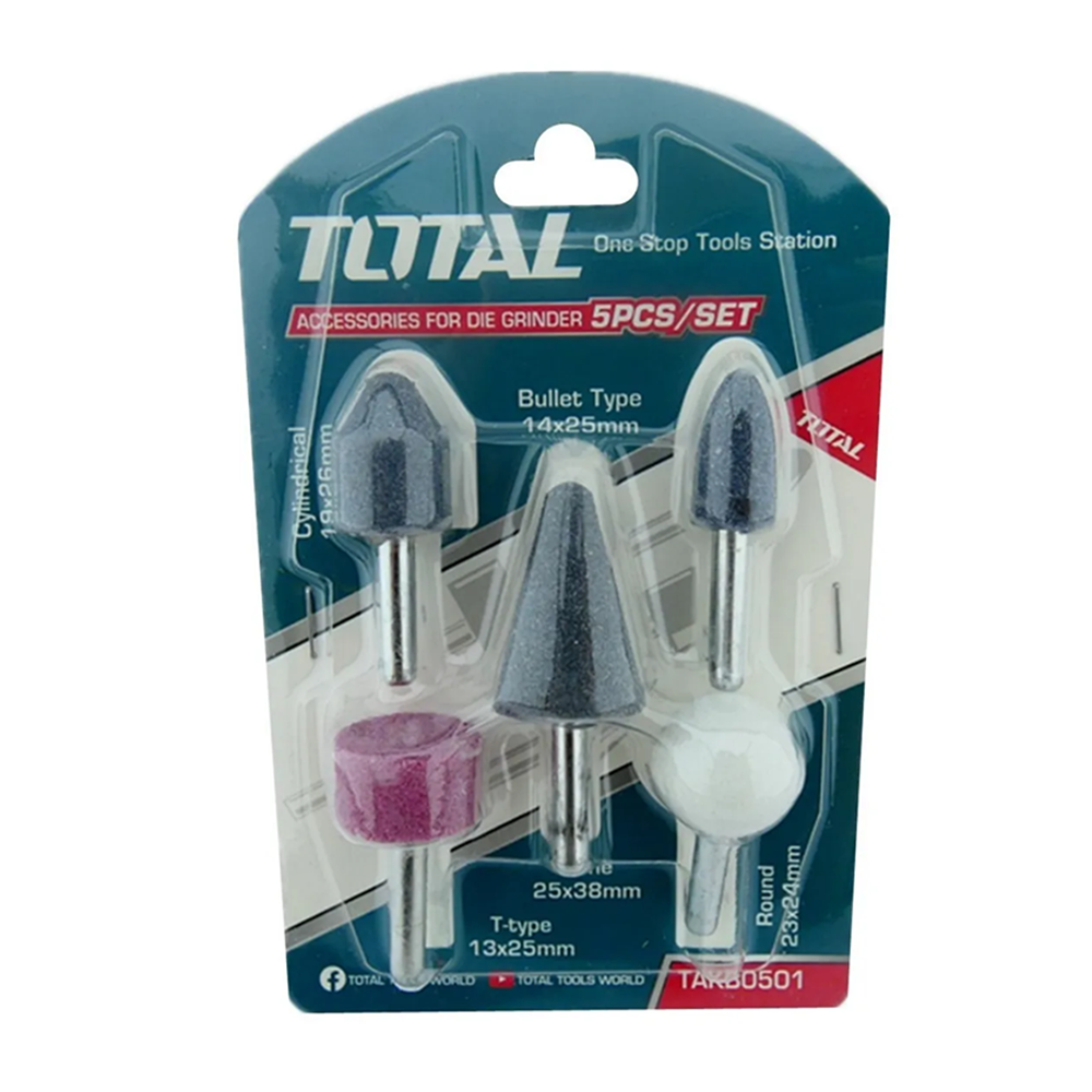KIT TOTAL TAKB0501 JUEGO PIEDRAS MONTADAS P/ RECTIFICADORA 5 PIEZAS - 1