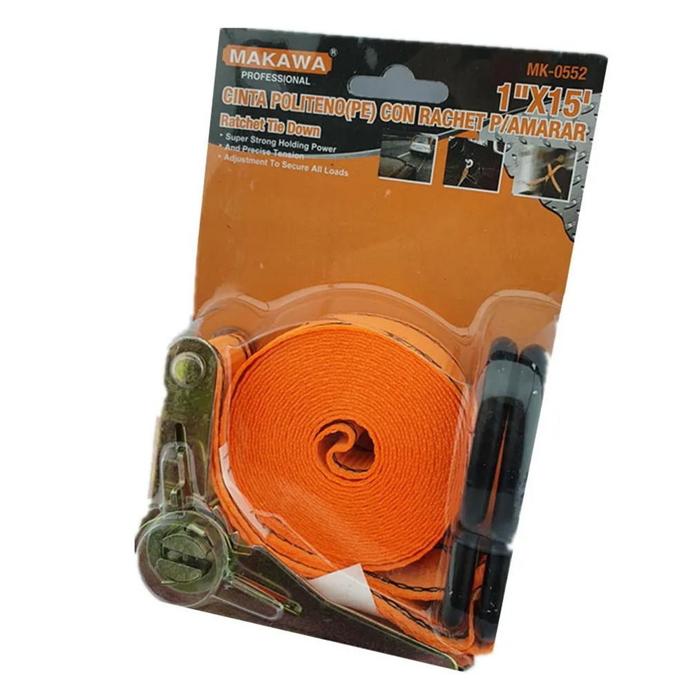 ESLINGA CINTA AMARRE CON RATCHET 1 PULGADA X 15 FT MAKAWA MK0552 - 2