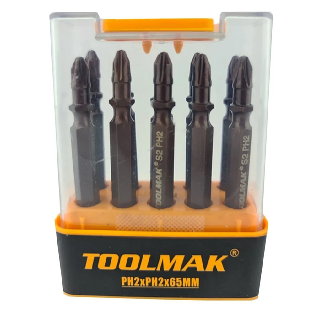 SET KIT JUEGO PUNTAS PHILLIPS PH2 DOBLE MAGNETICO 10PCS TOOLMAK TMK19710 - 1