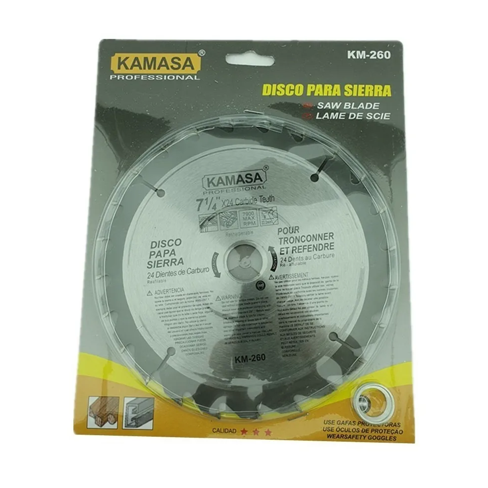 DISCO DE SIERRA CIRCULAR 7 1/4 PULGADAS 24 DIENTES KAMASA KM260 - 1