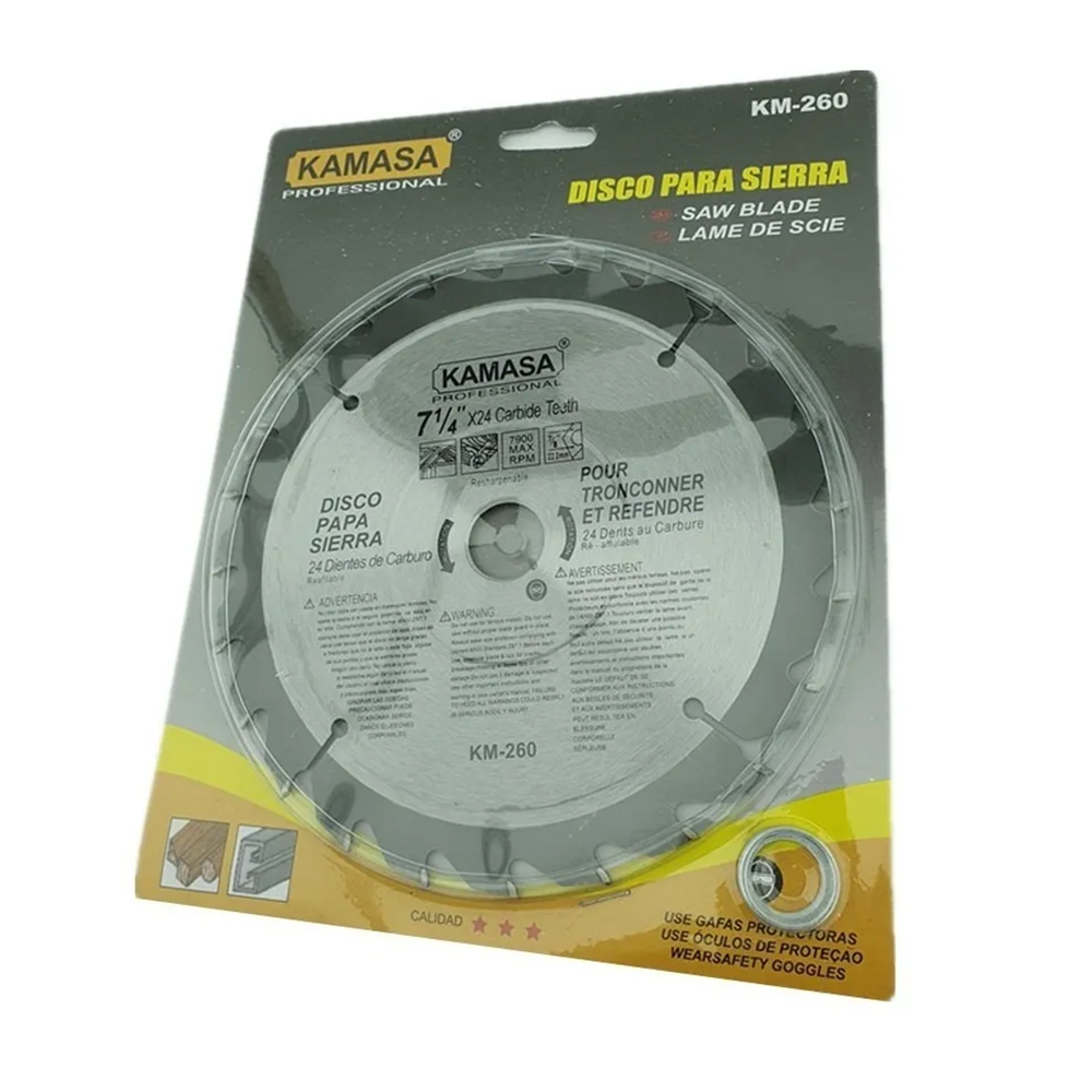 DISCO DE SIERRA CIRCULAR 7 1/4 PULGADAS 24 DIENTES KAMASA KM260 - 2