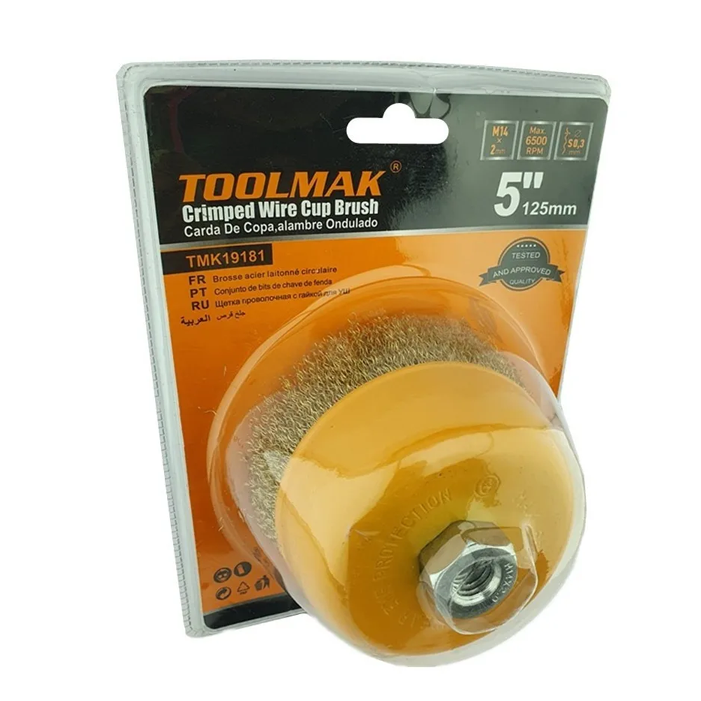 ESCOBILLA DE COPA RIZADA 125MM ESMERIL TOOLMAK TMK19181 - 1