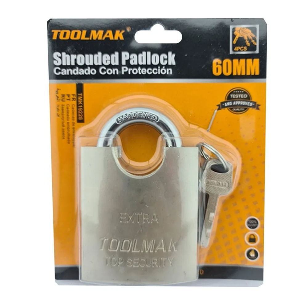 CANDADO DE SEGURIDAD CON PROTECCION ACERO 60MM TOOLMAK TMK19228 - 2
