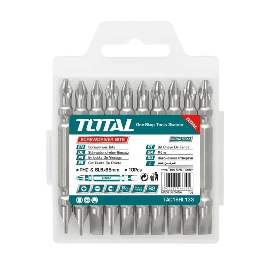 KIT JUEGO PUNTAS PHILLIPS Y PALETA DOBLE 10 PIEZAS TOTAL TAC16HL133 - 1